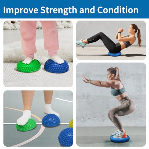 Wobble Cushion Set for Sensory Kids and Balance Training - Disc Plus 4 Pods, Board With Pump, Inflatable Stepping Pads for Adults - color: Blue