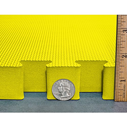 Meister X-Thick 1.5" Interlocking EVA Foam Mats - 2X Cushion for Wrestling, MMA Takedowns & Gymnastics - 2'x2' Tiles - color: Yellow, size: 36 Tiles (144 Sqft)