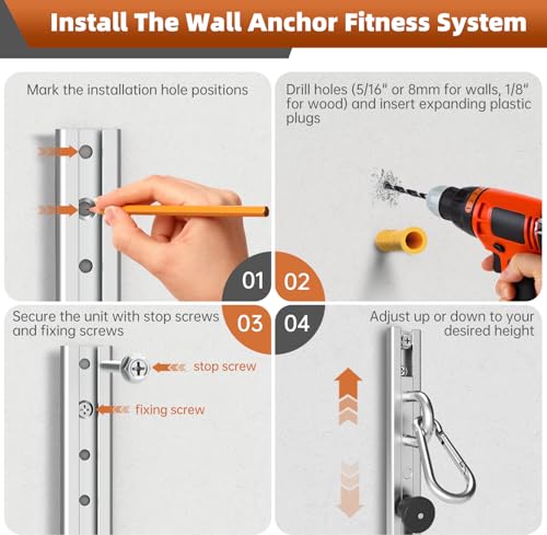 Adjustable Resistance Band Wall Mount System(2PCS,Resistance Band Wall Anchor for Home Gym, Ideal for Strength Training, Physical Therapy & Rehab Training