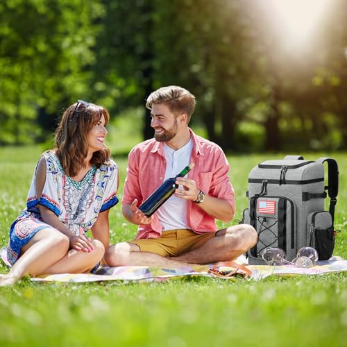 Maelstrom 35/50 Can Insulated Backpack Cooler, Leakproof Soft Lunch Ice Bag - color: Grey, size: 35 Can