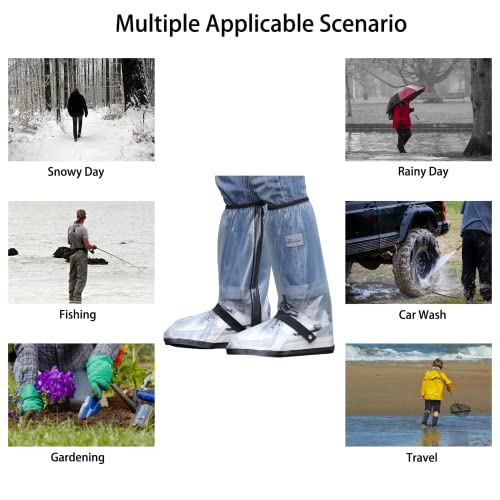 Waterproof Rain Boot Shoe Cover with Reflector Reusable & Foldable - color: Clear, size: Large