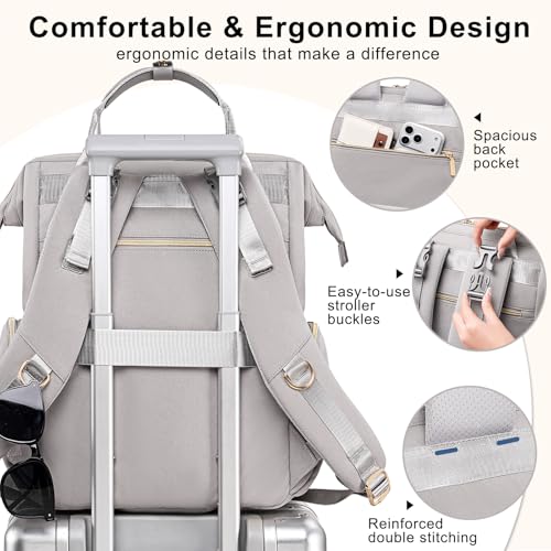 Weitars Diaper Bag Backpack Travel Diaper Backpack, Large Baby Diaper Bag with Changing Pad Baby Bag for Boys Girls, Insulated Pockets, Waterproof Baby Backpack for Mom & Maternity (Gray) - color: Grey