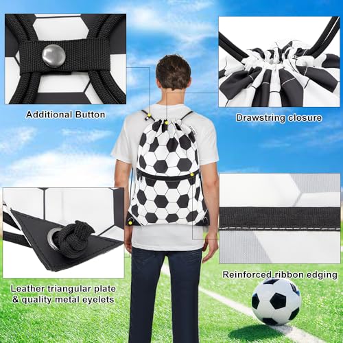 draw string back bag, Large Gym Sports string backpack for men and women with front zipper pocket(football pattern) - color: Soccer, style: Drawstring With Front Pocket