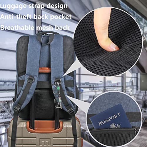 Laptop Backpack Fits 17 Inch Computer, Bussiness Travel Backpack with USB Charging Port and Anti Theft Pocket, Navy - color: A Navy