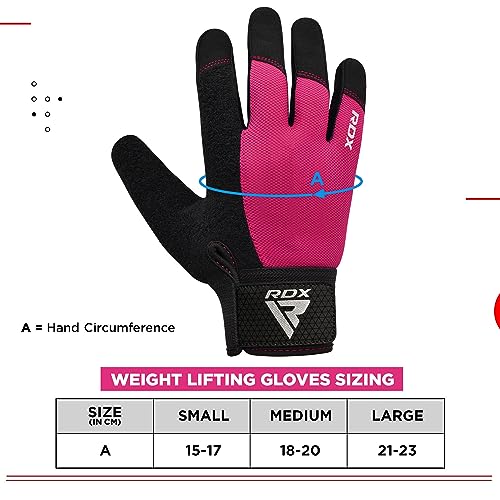 RDX Weight Lifting Gloves Gym Workout, Full Finger Touch Screen, Breathable Anti Slip Padded Palm Protection, Fitness Strength Training Powerlifting HIIT WOD Exercise, Men Women Home Gym Cycling - color: PINK, size: Medium