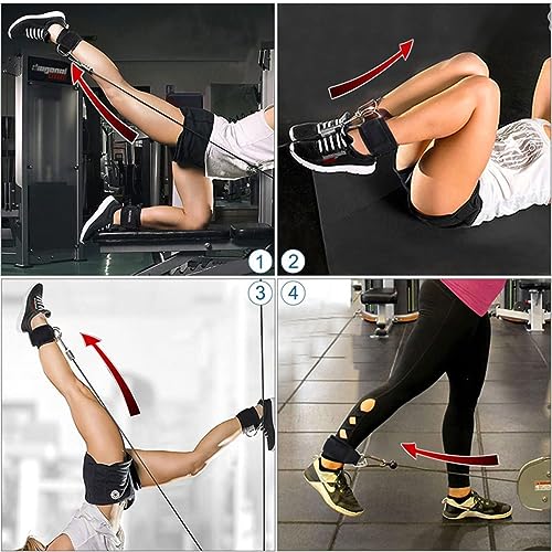 Ankle Straps Ankle Resistance Bands Wrist Cuffs Padded Straps Adjustable Fitness Glute Kickback D-Ring for Cable Machine Gym Foot Leg Training Brace Support 1 Pair - color: black