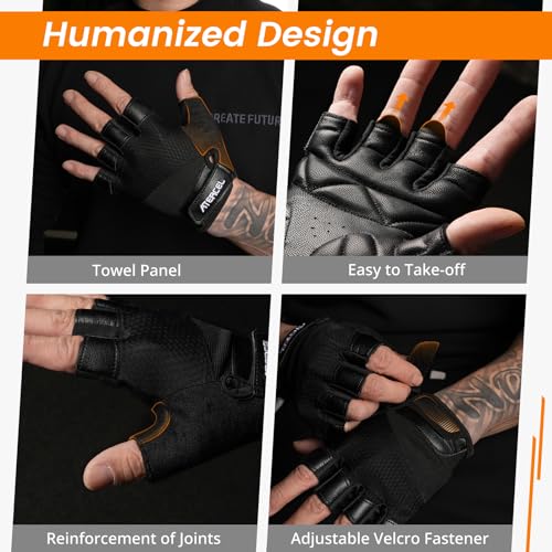 ATERCEL Premium Leather Workout Gloves, Ideal for Men and Women, Suitable for Weightlifting, Gym, Cycling - size: Small