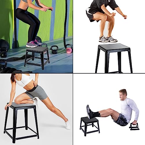 Metal Plyometric Jumping Box, Steel Fitness Exercise Jump Platforms Box for Conditioning Strength and Agility Training, 12 Inch Anti-Slip Workout Step Up Box for Home Gym - size: 12in18in24in30in