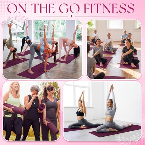 3 mm Thick Yoga Mat Bulk, Non Slip Exercise Workout Fitness Pad for Women Men, Gym Home Yoga Pilates, Easy to Clean, Sturdy PVC - color: Boysenberry