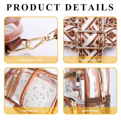 Clear Bag Stadium Approved Events Concerts Sports Outdoors Water Bottle Holder,Clear Purse for Women Men Handbags - color: 2# Brown-b