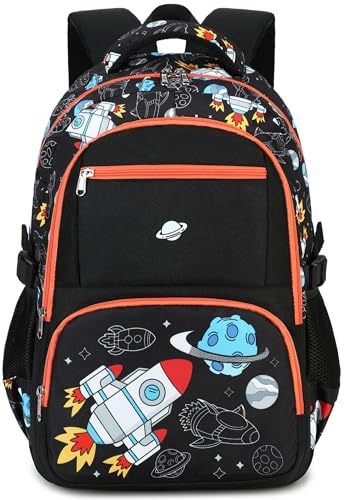 Bluboon Kids Backpack Boys Camo Bookbag Teens Elementary School Bag Daypack Travel Back Pack Middle school (Rocket Blue Planet) - color: Rocket Blue Planet