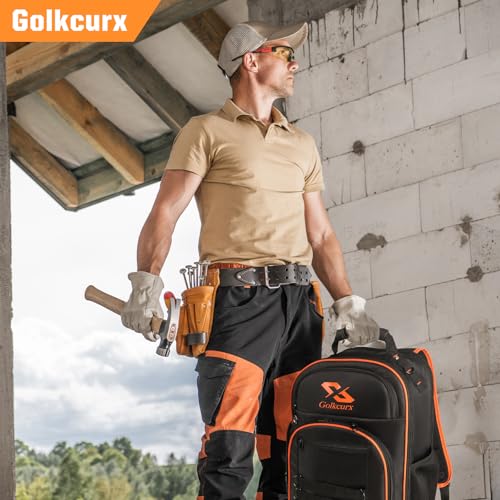 Golkcurx Tool Backpack, Heavy Duty Backpack Tool Bag, 1680D Tools Carrier for Electrician, Durable and Molded Base