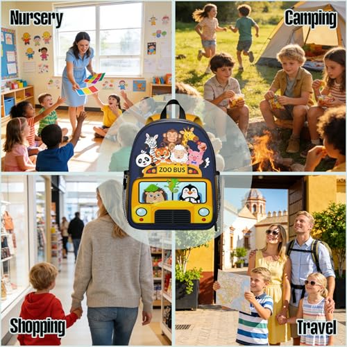 Cute Zoo School Bus Backpack for Kids Girls Boys Colorful Animal School Bag Lightweight Bookbag with Adjustable Buckled Chest Straps for Preschool Kindergarten Elementary - color: Zoo 01