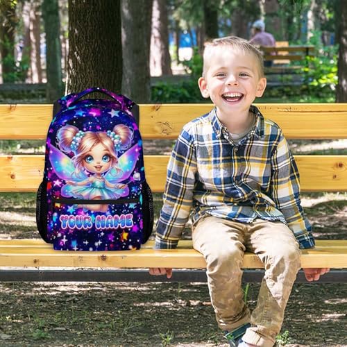 COZYAURA Backpack for Girls Personalized Kids Bookbag with Name - 17 Inch Durable Fairy School Bag for Primary Kindergarten Toddler - color: Purple