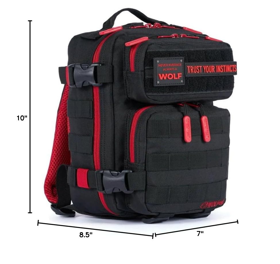 WOLFpak 9L Mini Tactical Backpack (Red Wolf) | Compact, Small Everyday Carry Bag for Gym, School, Travel | Durable, Water-Resistant Daypack with Molle System and Patch Panel - color: Red Wolf