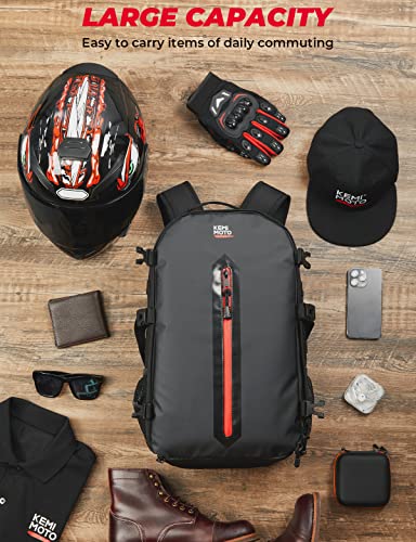 KEMIMOTO Motorcycle Helmet Backpack, 20L Storage Bag with Expandable Hidden Net for Full Face Helmet, Riding & Daily Commute Gift for Men - size: 20L