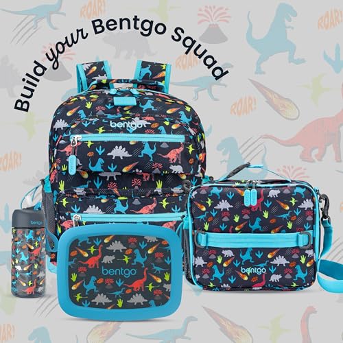 Bentgo Kids Lunch Bag - Durable, Double-Insulated Lunch Bag for Kids 3+; Holds Lunch Box, Water Bottle, & Snacks; Easy-Clean Water-Resistant Fabric & Multiple Zippered Pockets (Dinosaur) - color: Dinosaur