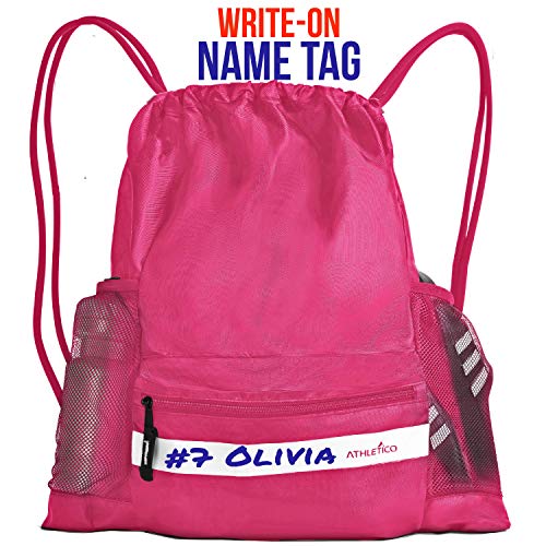 Athletico Drawstring Soccer Bag - Soccer Backpack For Boys or Girls Can Also Carry Basketball or Volleyball - color: Pink