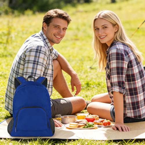 DLAND Pack of 2 Lightweight Foldable Backpack, Water Resistant Travel Hiking Packable Backpack 20 Liters (Navy Blue + Royal Blue) for Camping, Outdoor, Travel Cycling - color: Navy Blue + Royal Blue