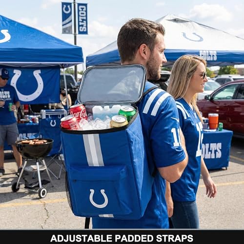 Cooler Backpack – Portable Soft Sided Ice Chest – Insulated Bag Holds 36 Cans - Football Gear – Show Your Team Spirit with Officially Licensed Fan Gear - style: Indianapolis Colts