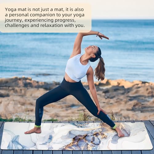 FOLAI Extra Thick Yoga Mat 6mm,pilates mat thick - Non-Slip Exercise Mat for HIIT, Pilates & Home Workouts & Workout with Free Carry Strap - color: ink