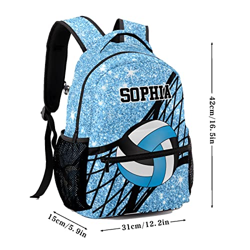 Personalized Volleyball Blue White Custom Backpack Waterproof Multifunctional Daypack with Name Gift - color: Design 1