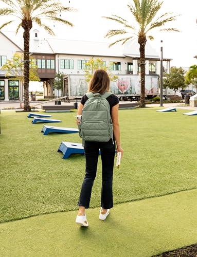 Uselike Travel Backpack for Women, 15.6 Inch Laptop Backpack, Quilted College Bookbag, Cute Work Backpacks, Water Resistant - color: Sage Green
