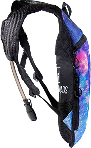 Sojourner Rave Hydration Pack - Hydration Backpack - Hydropack with 2L Bladder - Water Backpack for Festivals, Hiking, Running, Biking and More - color: Galaxy