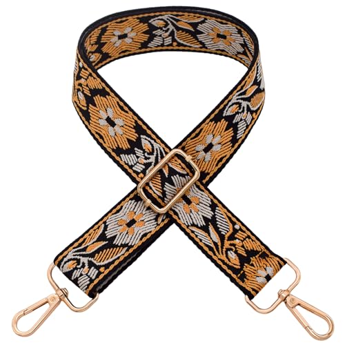 Replacement Purse Strap Shoulder Strap Adjustable Crossbody Strap for Women Crossbody Wide Shoulder Bag - color: Gold Floral-gold Metal
