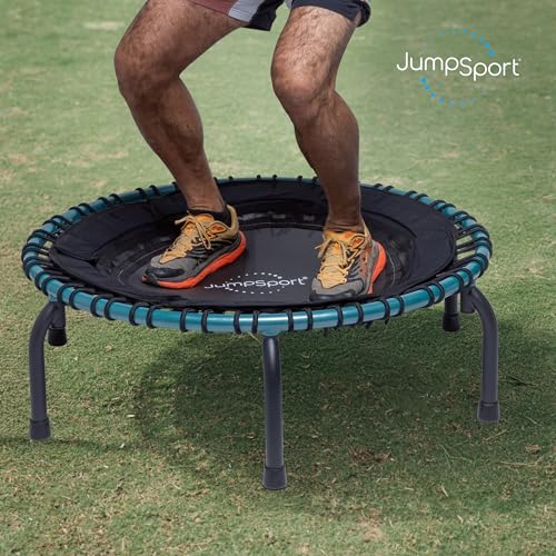 JumpSport 39" Essential Fitness Trampoline | Model 220, 230, 250 | Exercise Trampoline | 30 Low-Impact Bungees Rebounder for Adults - color: Teal