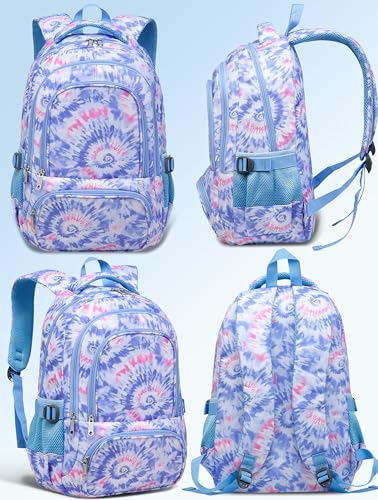 BLUEFAIRY Kids Backpack for Girls Elementary Primary Middle School Bags for Aged 8-10 for Teens Childs Bookbags Lightweight Cute Mochilas para Niñas Tie-dye Violet - color: Light Violet