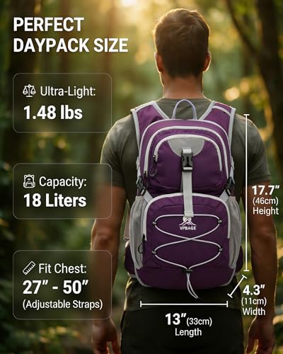 VPBAGE Hydration Backpack with 2L Bladder β Thermal Insulated Water Pack for Hiking, Skiing, Running β Lightweight Daypack for Men & Women, Soft-Lined Sunglasses Pocket & Large Waist Pockets - color: Dark Purple