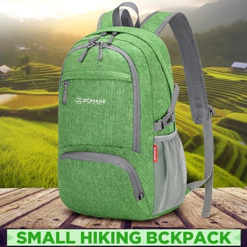 ZOMAKE Ultra Lightweight Packable Backpack 25L,Small Foldable Backpacks Hiking Water Resistant Collapsible Daypack for Women Men(Dark Green) - color: Dark Green, size: 25L