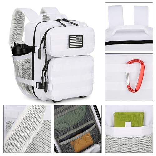9L Mini Tactical Backpack for Men and Women, Tactical Backpack Small for Hiking, Small Tactical Bag(White) - color: White