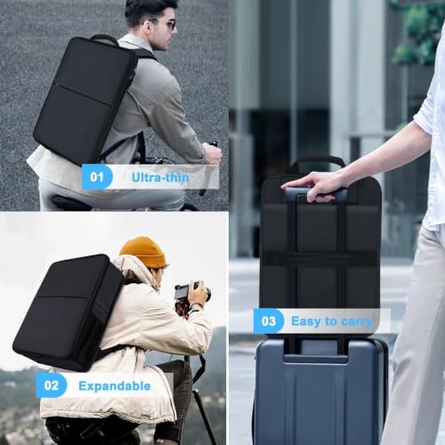 ZINZ Slim & Expandable Laptop Backpack 17 inch Travel Business Backpack Water Resistant Daypack Bookpack for Most 17 inch NoteBooks,Black - color: Black