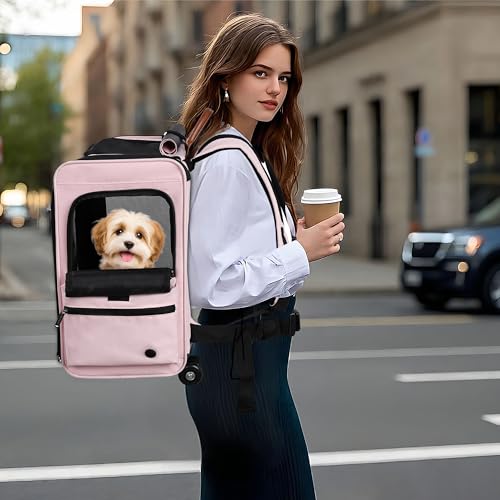 EliteField Deluxe Backpack Pet Carrier (3 Year Warranty, Airline Approved), Travel Soft-Sided Carrier Bag for Dogs, Cats & Small Pets - color: Pink, size: 21.0"L x 14.0"W x 10.0"H