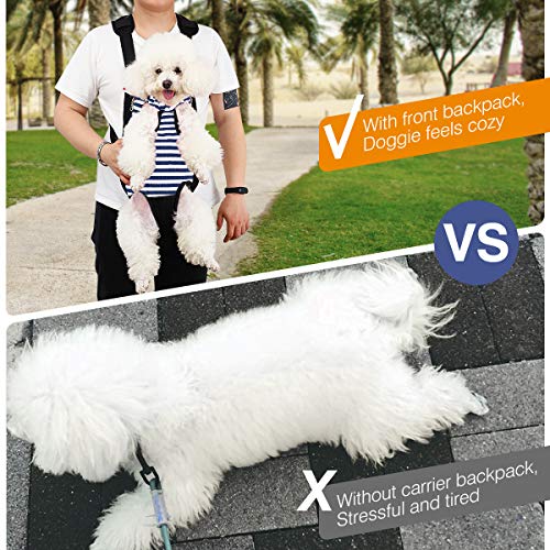 Pawaboo Pet Carrier Backpack, Adjustable Pet Front Cat Dog Carrier Backpack Travel Bag, Legs Out, Easy-Fit for Traveling Hiking Camping for Small Medium Dogs Cats Puppies, Small, Blue & White Stripes - color: Blue & White Stripes, style: Small (Pack of 1)