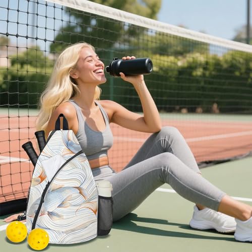 Pickleball Bag for Women Men Adjustable Crossbody Sling Backpack Hold Pickleball Paddle Water Bottle - color: Multicolor 6