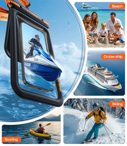 TORRAS IP68 Waterproof Phone Pouch Double Space, Floating Waterproof Phone Case with Lanyard for iPhone 17 Pro Max 16 15 14 S26 S25, Phone Dry Bag Vacation Cruise Ship Travel Essentials 7.0'', Black - color: Black