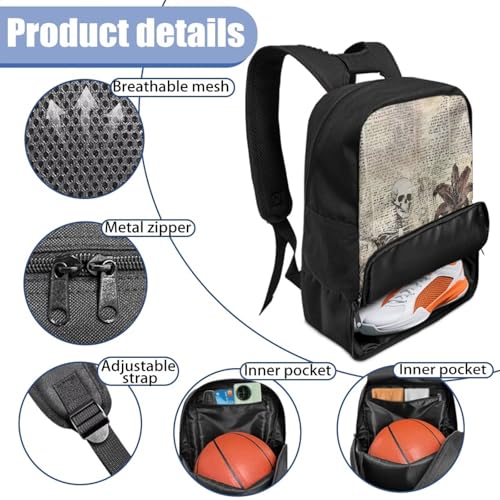 Basketball Backpack With Separate Ball Compartment And Shoes Fit Basketball Volleyball Football - color: Skeleton