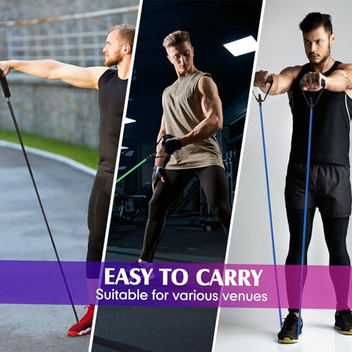 Shappy 20 Pcs Resistance Bands with Handles Exercise Tube from 5 to 50 Pounds Resistance Tubes with Handles Workout Stretch Bands for Exercise Physical Therapy Workouts Fitness