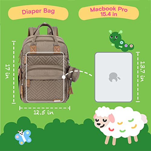 iniuniu Baby Diaper Bag Backpack, 4 in 1 kit Large Capacity Travel Backpack - color: Khaki