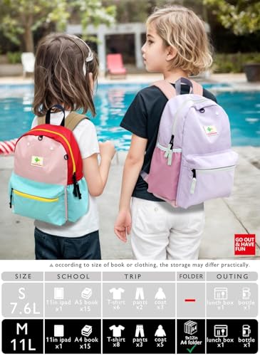 atgark Kids' Backpacks for Girls & Boys - Kindergarten & Elementary School, Small Child Toddler Backpack, 13" H, Ages 2-5 - color: Lavender, size: Age 2-5 (13.3" H Fit A4 Folder)