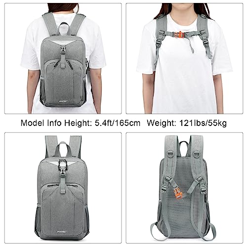 G4Free Mini 10L Hiking Daypack Small Hiking Backpack Cycling Compact Shoulder Backpack Outdoor for Men Women(Light Grey) | Small Lightweight Cycling Walks Daypack, with Reflective Strap, Compact, Water-Repellent, Tear-Resistant Polyester Material - color: