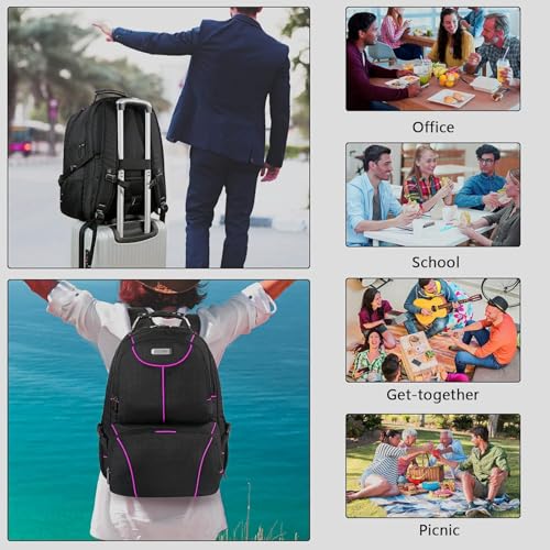 VECKUSON Laptop Backpack, 15.6 Inches, Purple, Unisex - color: Purple