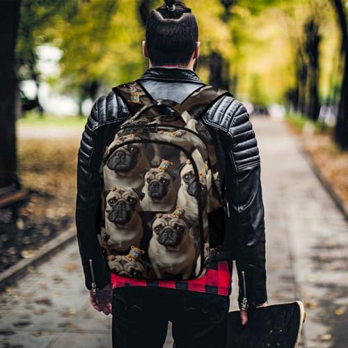 Large Capacity Laptop Backpack Cute Pug, Sturdy Water Resistant College Bookbag with Water Bottle Pockets for Business Travel Gifts - color: Pattern (345)