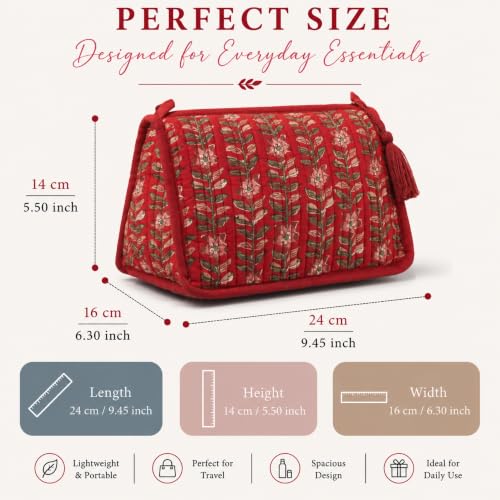 Huar Travel Makeup Bag- Large Capacity Cosmetic Bags for Women - color: Red