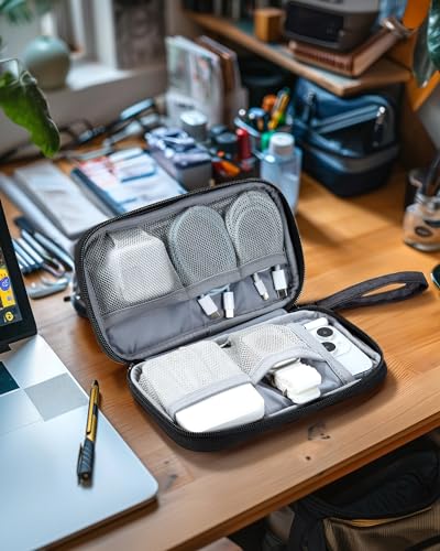 BAGSMART Small Travel Cable Organizer, Tech Organizer for Charger, Phone, Black - color: Black