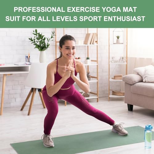 3 mm Thick Yoga Mat Bulk, Non Slip Exercise Workout Fitness Pad for Women Men, Gym Home Yoga Pilates, Easy to Clean, Sturdy PVC - color: Matcha Green