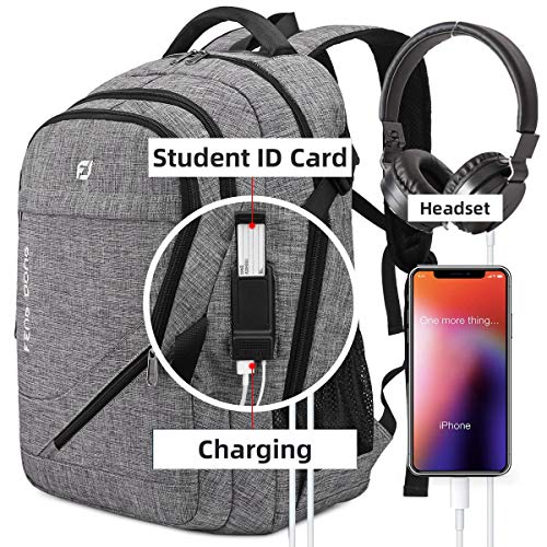 FENGDONG Large Laptop Backpack 17.3 inch Durable Waterproof Travel College Backpack Bookbag for Men & Women Business Backpack with USB Charging Port and Headset Port Dark Gray - color: A4-dark Gray